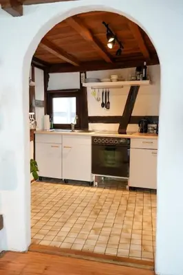 Küche/Küchenzeile in der Unterkunft Charmante Fachwerk Wohnung mit Terrasse in der Altstadt