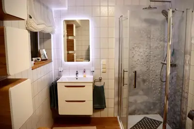 Ein Badezimmer in der Unterkunft Ferienwohnung Osterquelle